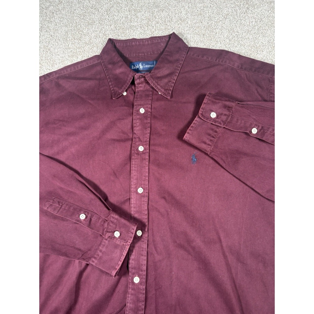 Polo Ralph Lauren Shirt Mens XXL Long Sleeve Burgundy Maroon Button Down Cotton